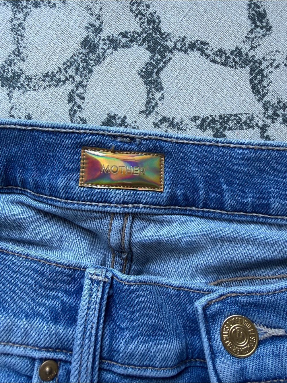MOTHER Light Blue Denim High-Rise Jean Shorts - Picture 4 of 7